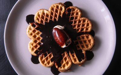 Waffles with Island Berries Chocolate Sauce